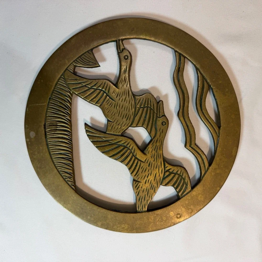 Penco Vintage Flying Geese Brass Trivet Wall Art MCM